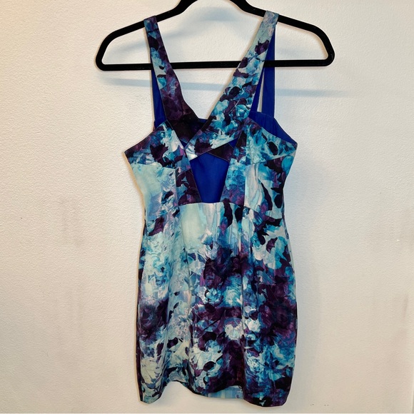 Silence + Noise Abstract Print Blue Sleeveless Mini Dress - Size 0 - Picture 3 of 11